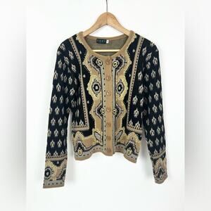 CENY Cardigan Brocade Sweater Women's Small‎ Made in USA